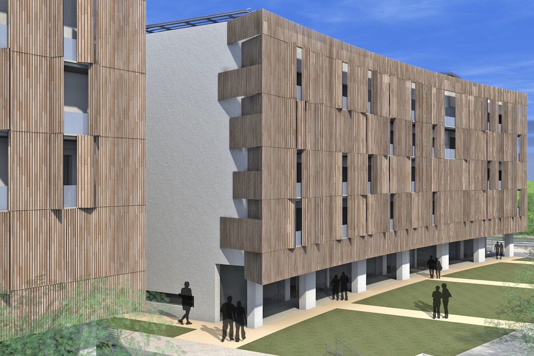 Il musot complesso residenziale e commerciale archicura : archicura Brise soleil in legno